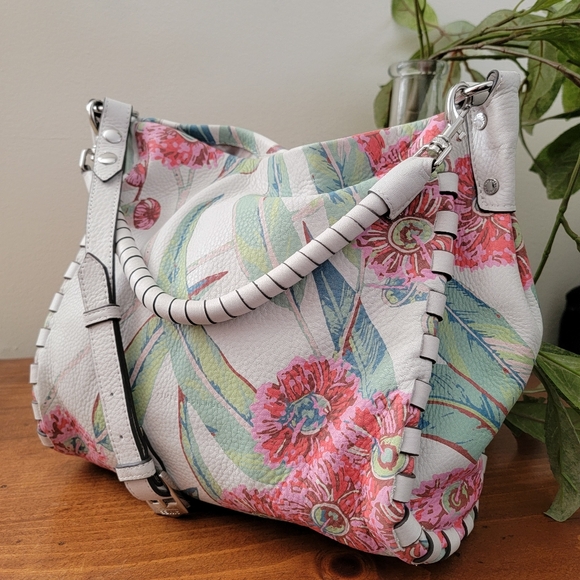 Aimee Kestenberg Handbags - Aimee Kestenberg Eucalyptus Print Leather Convertible Hobo Crossbody Bag Purse